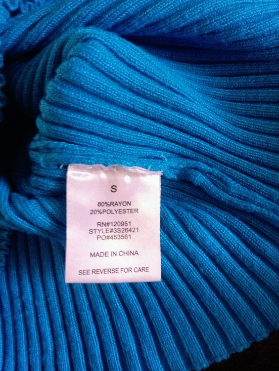 Pink Rose Vibrant Blue Long-Sleeve Ribbed Texture Top Sweetheart Neckline Size S - Picture 5 of 8